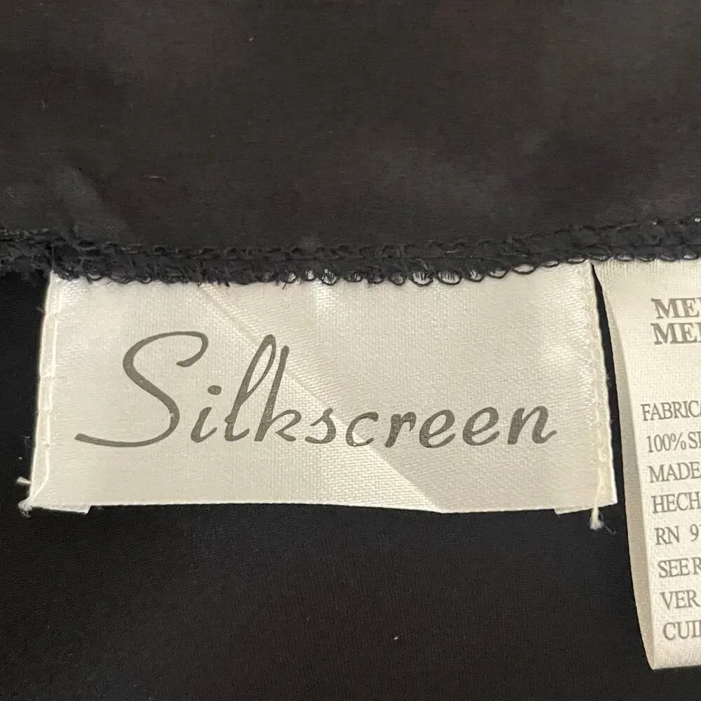 Silkscreen Black 100% Silk Cami Tank Sz M Coquette Dark Feminine Sultry Festival